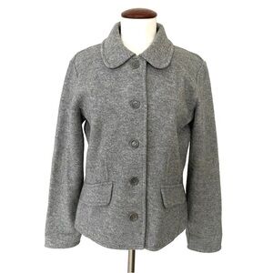 Talbots Alpaca Wool Blend Blazer Jacket Grey Sz M Button Front Faux Pockets